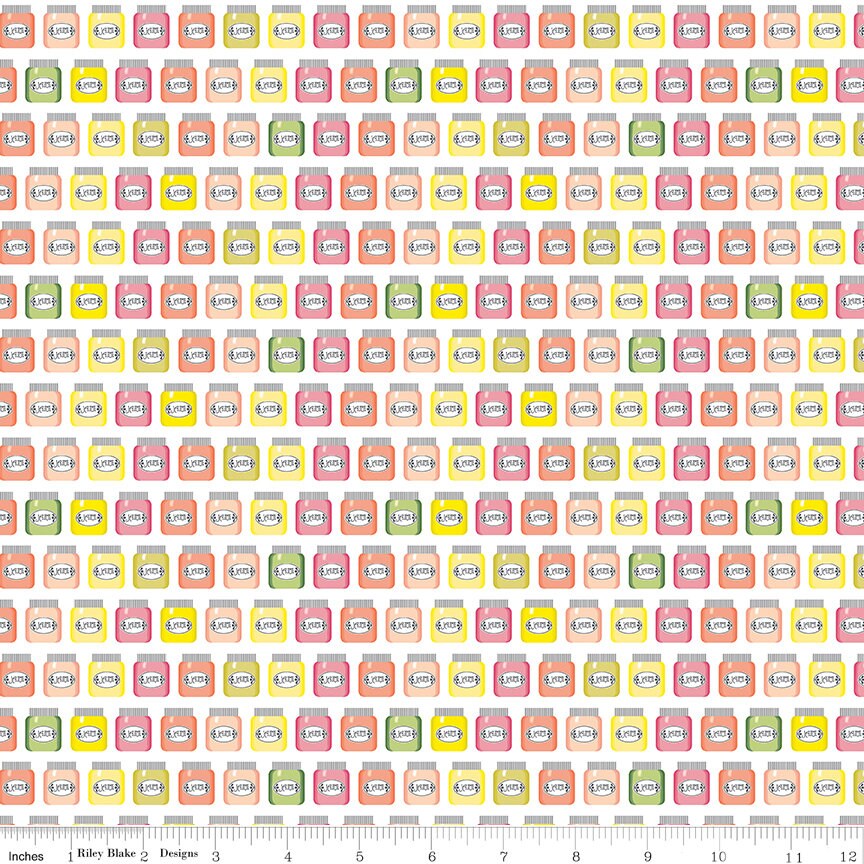 LAST CALL Orchard Rolie Polie, Riley Blake RP-13150-40, 2.5" Precut Fabric Strips, Pink Yellow Green Fruit Floral Quilt Fabric, Finley