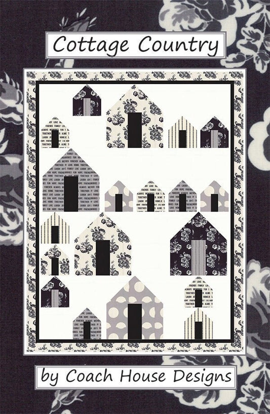 Cottage Country Quilt Pattern, Coach House Designs CHD1810, Yardage Friendly, Houses Cottages Throw Quilt Pattern