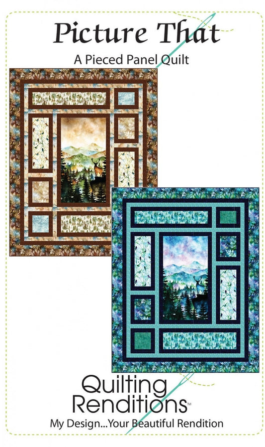 Picture That Quilt Pattern, Quilting Renditions QR1180, Fabric Panel Friendly Throw Quilt Pattern, Panel Frame Pattern