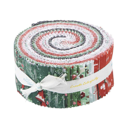 Twas Rolie Polie, Riley Blake RP-13460-40, Christmas Xmas Santa Cotton Quilt Fabric Precut 2.5" Inch Fabric Strips, Jill Howarth