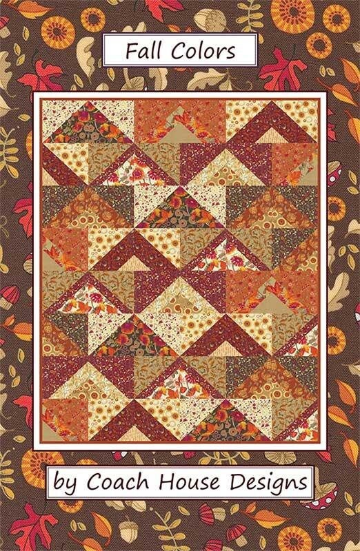 Fall Colors Quilt Pattern, Coach House Designs CHD2257, Yardage Friendly, Peaks Triangles Patchwork Lap Throw Quilt Pattern