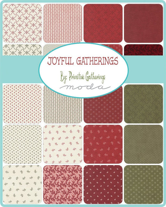 Joyful Gatherings Charm Pack, Moda 49210PP, Low Volume Christmas Xmas Charm Pack Fabric, 5" Precut Fabric Squares, Primitive Gatherings