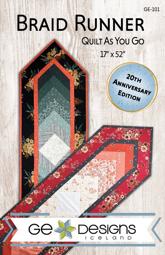 Braid Runner Quilt Pattern, GE Designs GE101, Quilt As You Go QAYG Braided Table Runner Pattern, Easy Table Quilt