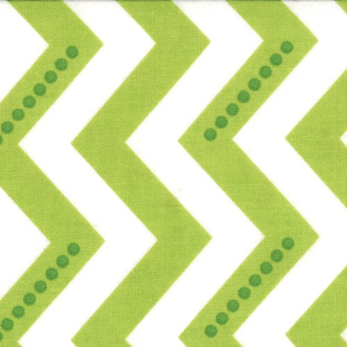 REMNANT 1 Yard 18" of Simply Color - Lime Green White Chevron Fabric, Moda 10804 18, Cotton Quilt Fabric, V and Co