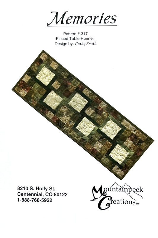 Memories Quilt Pattern, Mountainpeek Creations MPC317, Modern Table Runner Pattern, Mini Charm Squares Friendly