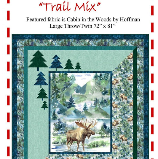 Trail Mix Quilt Pattern, The Fabric Addict TM23, Yardage Panel Friendly, Pine Trees Panel Frame Throw Quilt Pattern, Karen Schindler Bialik