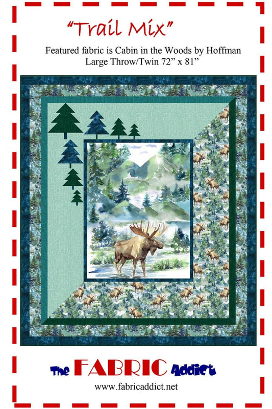 Trail Mix Quilt Pattern, The Fabric Addict TM23, Yardage Panel Friendly, Pine Trees Panel Frame Throw Quilt Pattern, Karen Schindler Bialik
