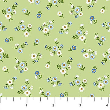 Something Blue Tiles, Northcott TSOME42-10, Blue Green Floral Cotton Quilt Fabric, 10" Inch Precut Fabric Squares