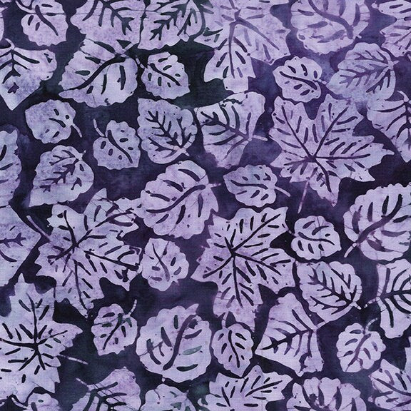 Breezy Stack, Island Batik, 10" Inch Precut Fabric Squares, Purple Pink Orange Green Leaves Batik Fabric Squares