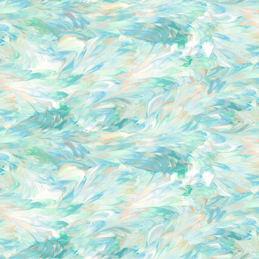 108" Fluidity - Teal Tonal Abstract Wide Quilt Back Fabric, P & B Textiles FWID5113-M, Turquoise Quilt Backing, By the Yard