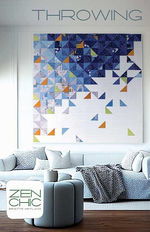 Throwing Quilt Pattern, Zen Chic ZCTRQP, Charm Pack Friendly, Modern Contemporary HST Square Throw Quilt Pattern