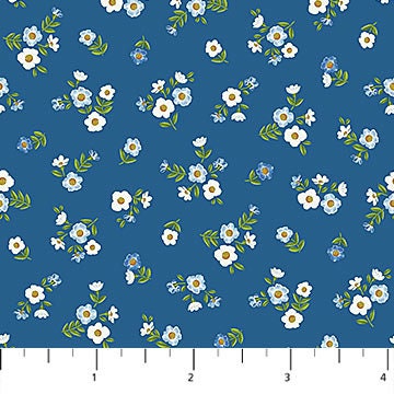 Something Blue Tiles, Northcott TSOME42-10, Blue Green Floral Cotton Quilt Fabric, 10" Inch Precut Fabric Squares