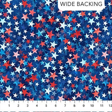 108" Patriot - Star Spangled Patriotic Stars on Blue Wide Quilt Back Fabric, Northcott B25543-48, Wide Quilt Backing Fabric, By the Yard