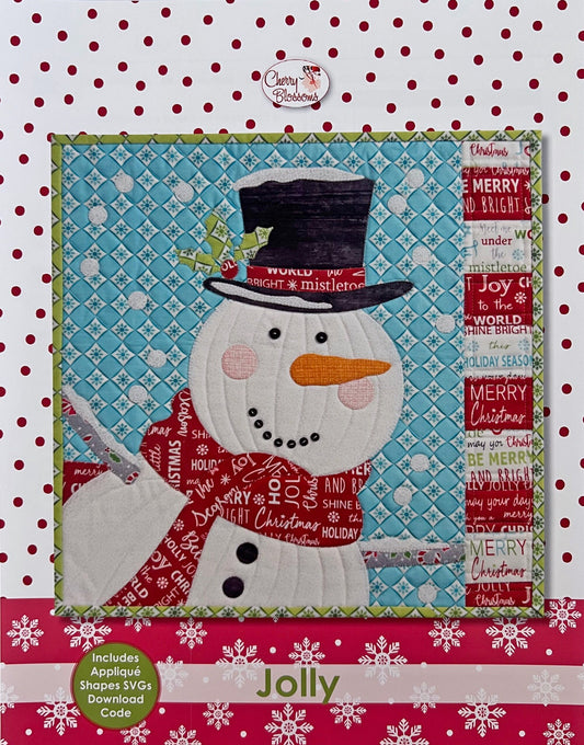 Jolly Mini Quilt Pattern, Cherry Blossoms Quilting CB163, Yardage Scrap Friendly Christmas Xmas Snowman Mini Applique Quilt Pattern