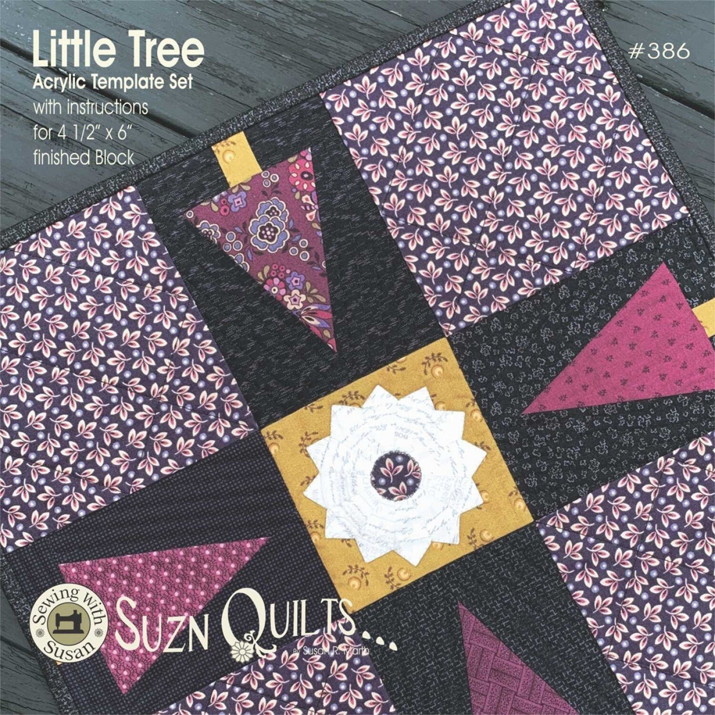 Suzn Quilts Little Tree Template, Suzn Quilts SUZ386, Acrylic Triangle in a Square Quilting Template Ruler, Christmas Tree Template
