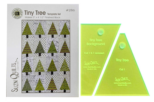 Suzn Quilts Tiny Tree Template, Suzn Quilts SUZ286, Acrylic Triangle in a Square Quilting Template Ruler, Christmas Tree Template