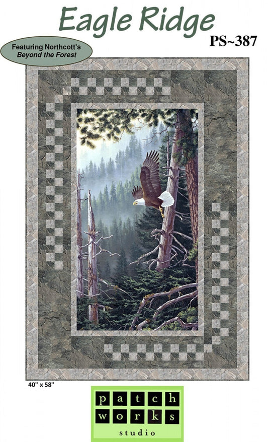 Eagle Ridge Quilt Pattern, Patchworks Studio PS387, Yardage Panel Friendly Checkerboard Frame Lap Throw Quilt Pattern