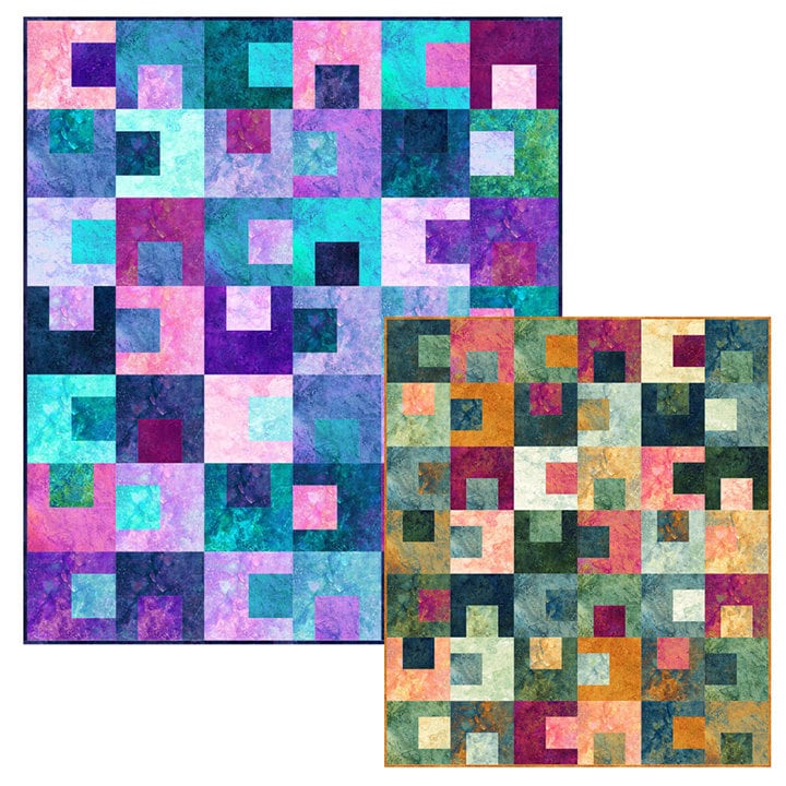Stonehenge Gradations II Crystal Tiles, Northcott TGRAD42-470, Blue Purple Stone Look Fabric, 10" Inch Precut Fabric Squares