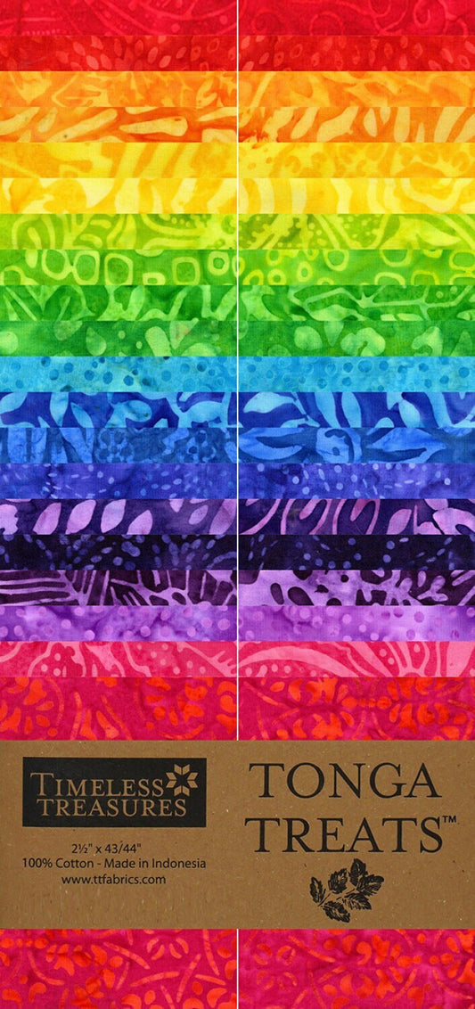 Brightside 2.5" Strips, Timeless Treasures Treat-Strip40 Brightside, Brightside Rainbow Colors Jelly Roll 2.5" Batik Fabric Strips