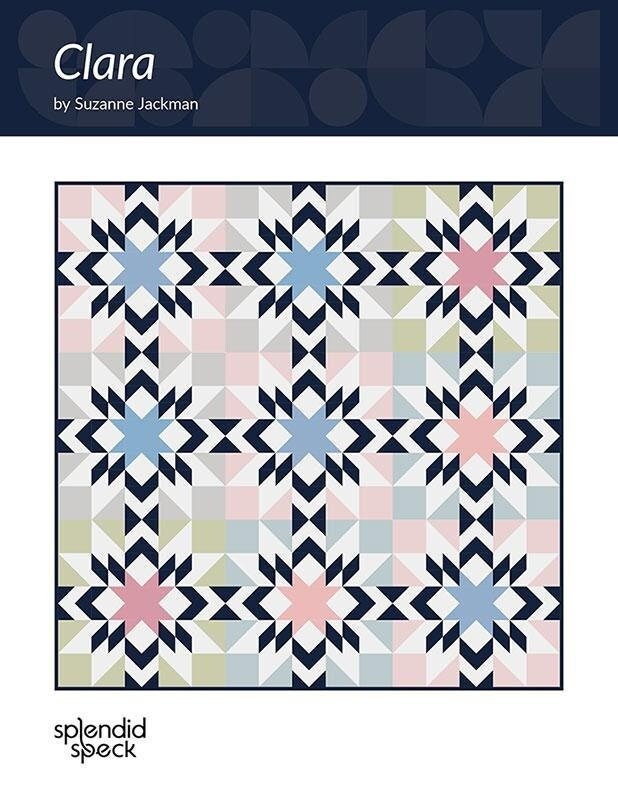 Clara Quilt Pattern, Splendid Speck SS211, Fat Eighths Yardage Friendly Baby Throw Queen Bed Quilt Pattern, Suzanne Jackman