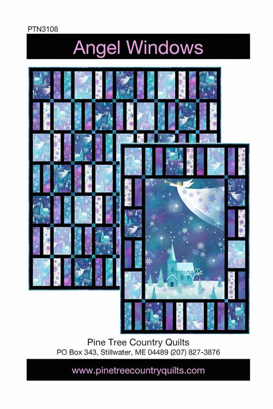 Angel Windows Panel Frame Quilt Pattern, Pine Tree Country Quilts PTN3108, 24" Fabric Panel Friendly Pattern