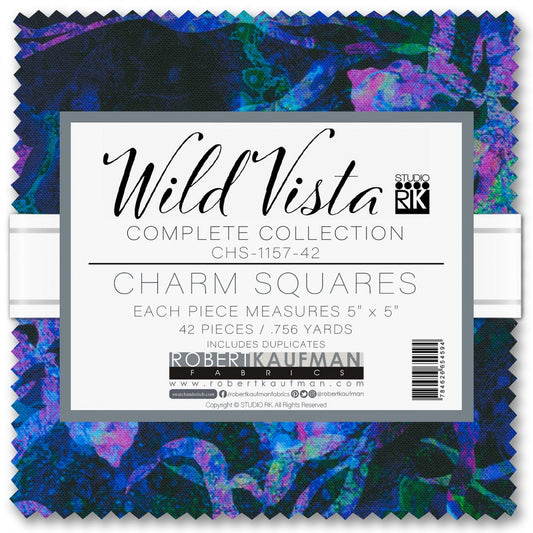 Wild Vista Charm Squares, Robert Kaufman CHS-1157-42, 5" Inch Precut Fabric Squares, Bright Modern Floral Fabric
