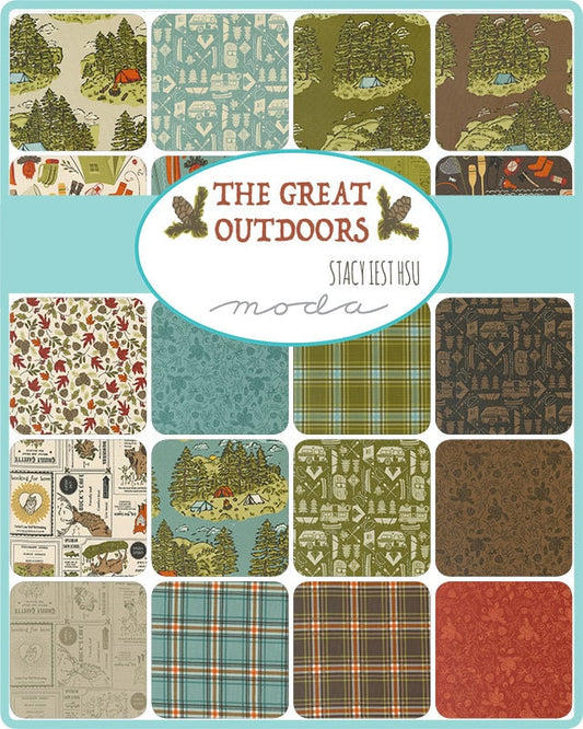The Great Outdoors Charm Pack, Moda 20880PP, 5" Precut Fabric Squares, Camping Outdoor Adventure Quilt Fabric, Stacy Iest Hsu