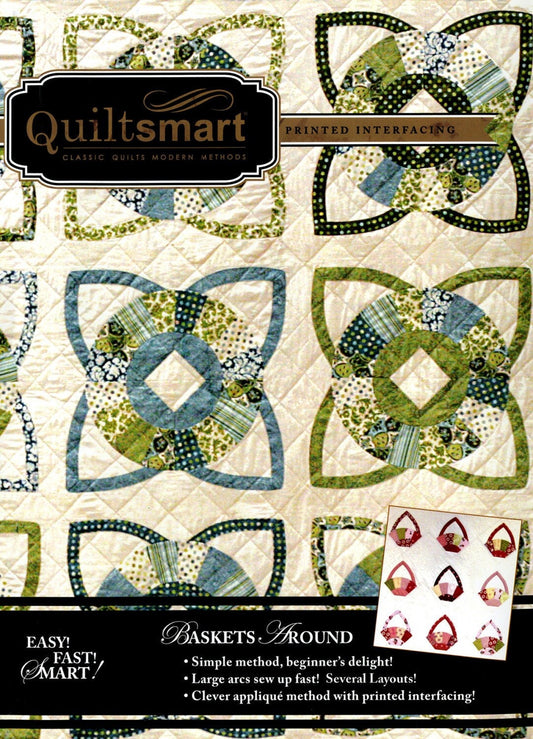 Baskets Around Interfacing Applique Quilt Pattern, Quiltsmart QS20010, Printed Fusible Interfacing
