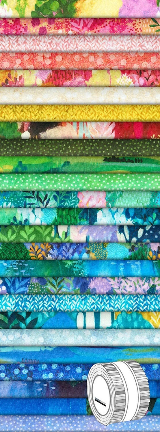 Painterly Trees Roll Up, Robert Kaufman RU-1246-40, 2.5" Precut Multicolored Floral Strip Jelly Roll Fabric