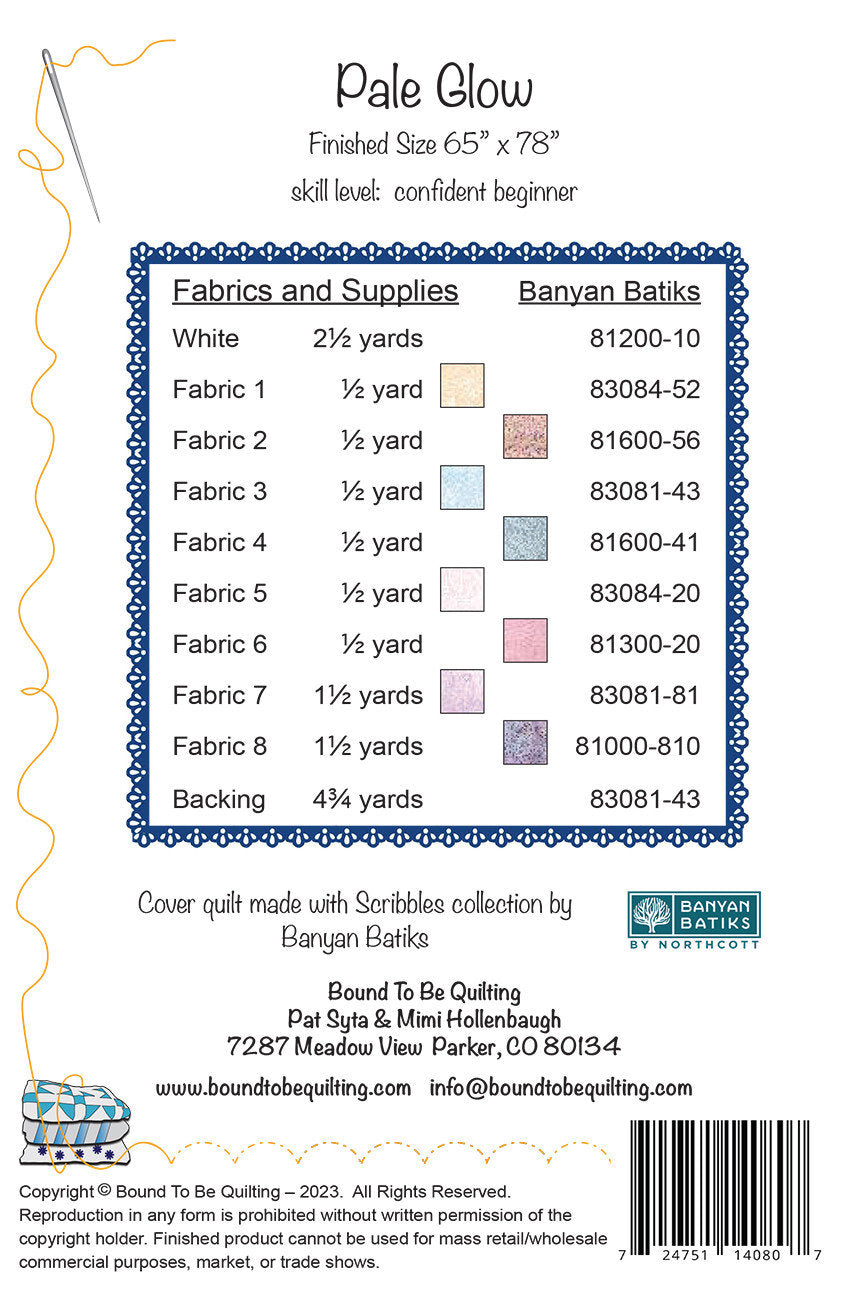 Pale Glow Quilt Pattern, Bound to Be Quilting PTNB0379, Yardage Friendly Flower Throw Quilt Pattern, Patterns for Yardage