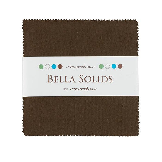 Bella Solids Brown Charm Pack, Moda 9900PP 71, 5" Precut Quilt Fabric Squares, Solid Brown Charm Pack Fabric