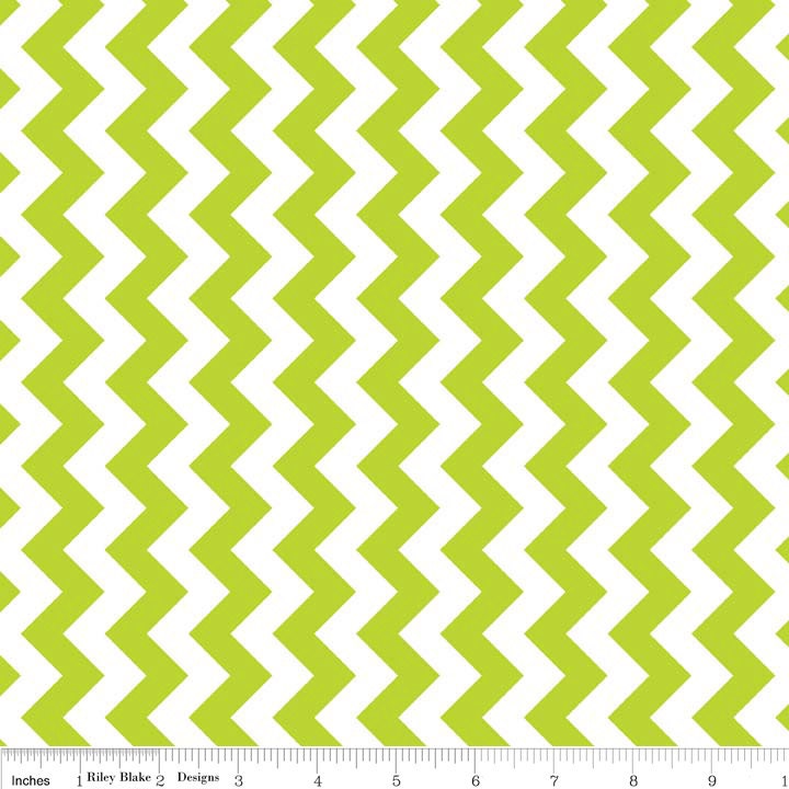 REMNANT 23" of Lime Green White Chevron 58" Wide Back Fabric, Riley Blake, Baby Lap Quilt Backing, Extra Wide Quilt Fabric