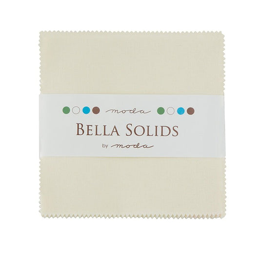 Bella Solids Ivory Charm Pack, Moda 9900PP 60, 5" Precut Quilt Fabric Squares, Solid Ivory Cream Charm Pack Fabric