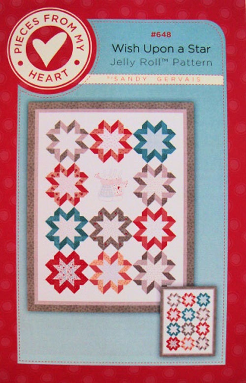 LAST CALL Wish Upon a Star Quilt Pattern, Pieces From My Heart PM648, Jelly Roll Friendly Star Lap Throw Quilt Pattern, Sandy Gervais