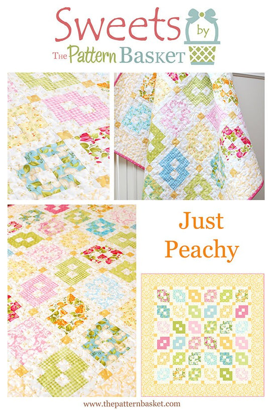 LAST CALL Just Peachy Quilt Pattern, The Pattern Basket TPB1310, Fat Eighths Friendly, Baby or Table Topper Quilt Pattern