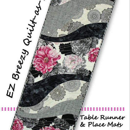 EZ Breezy Quilt-As-You-Go Table Runner Quilt Pattern, Tiger Lily Press TLP1234, Fat Quarter Friendly Place Mats Table Runner Topper Pattern