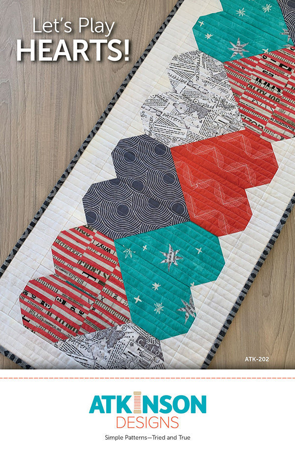 Let's Play Hearts Table Runner Quilt Pattern, Atkinson Designs ATK-202