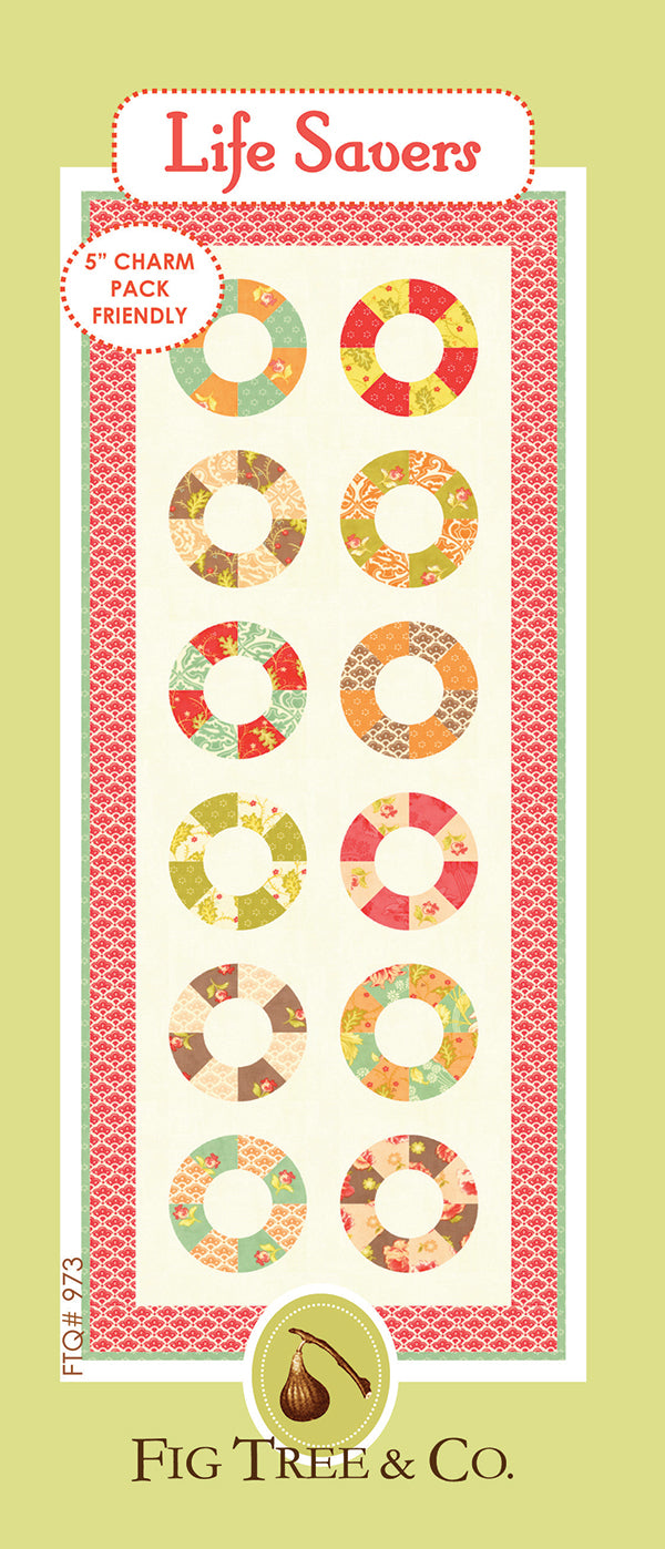 Life Savers Bed Table Runner Quilt Pattern, Fig Tree Co FTQ973
