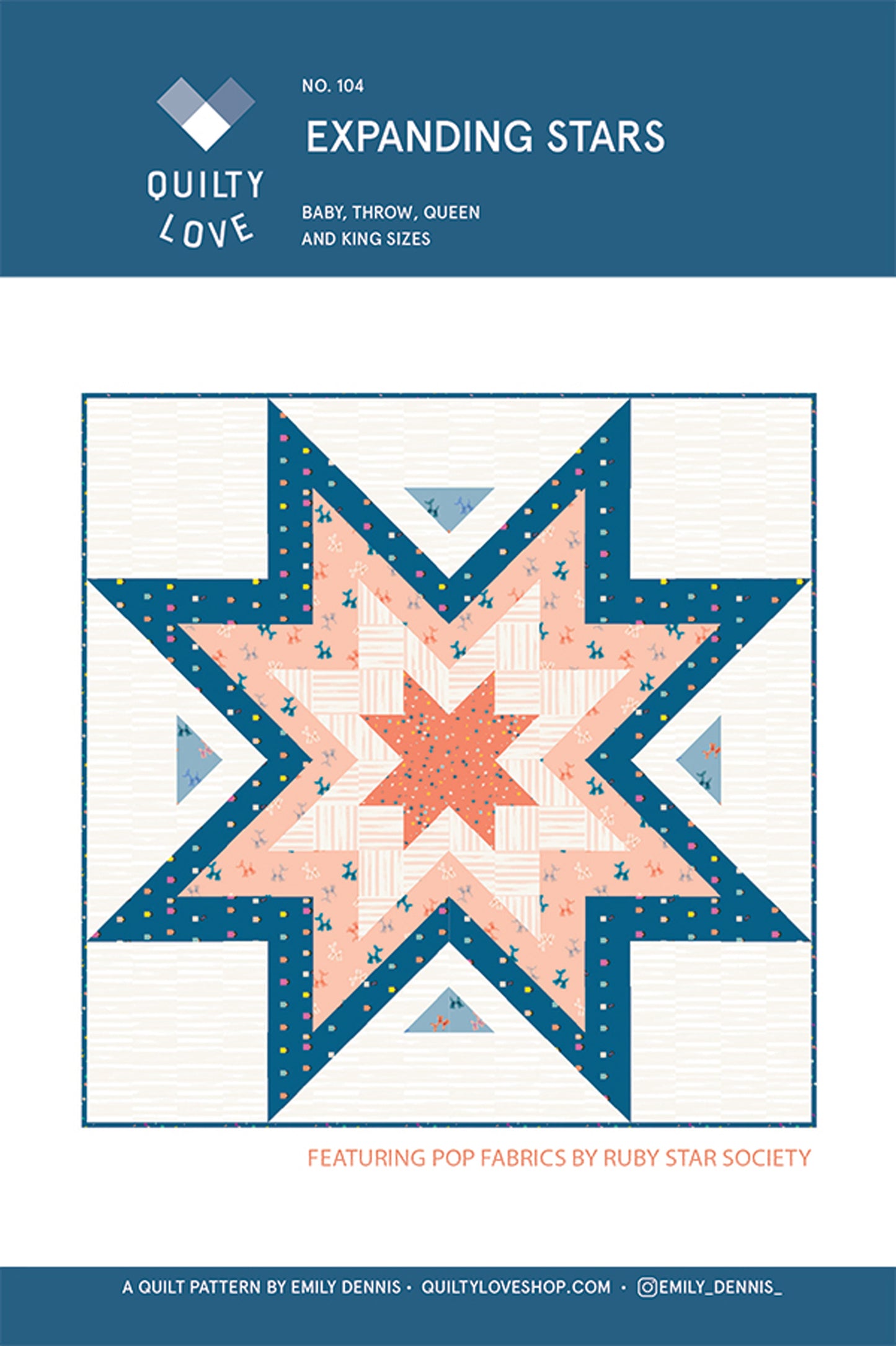 LAST CALL Expanding Stars Quilt Pattern, Quilty Love QLP104