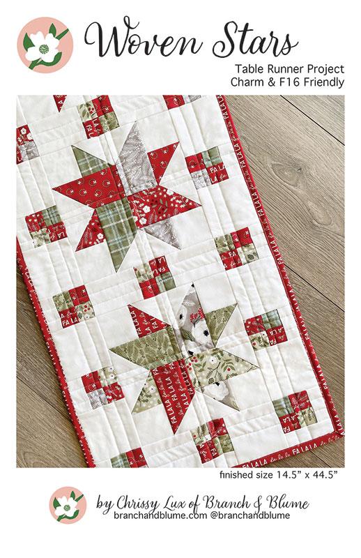 Woven Stars Table Runner Quilt Pattern, Branch and Blume BNB2330