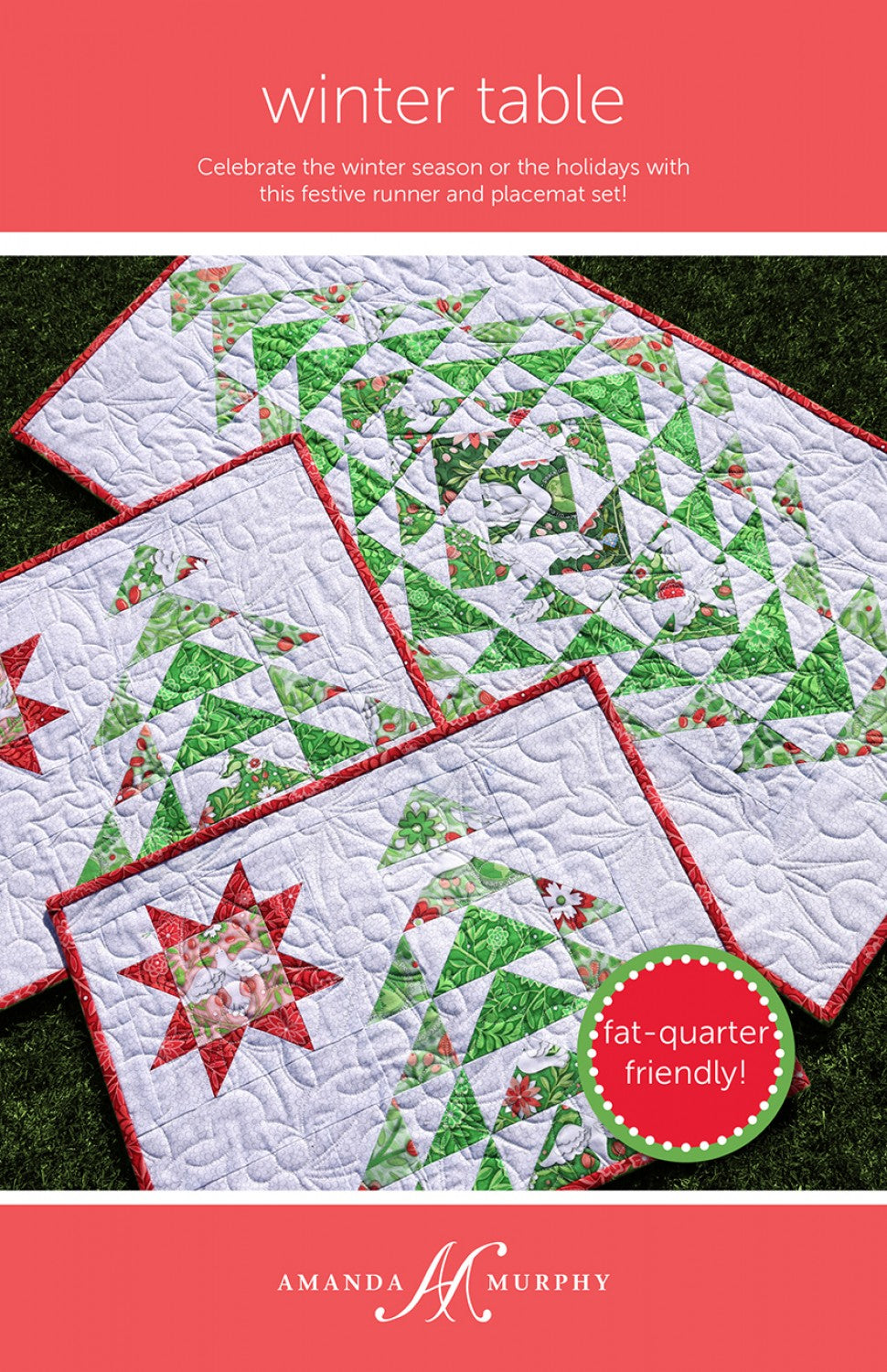 Winter Table Runner and Place Mats Quilt Pattern, Amanda Murphy Designs AMD132