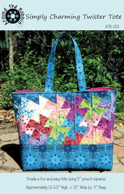 Simply Charming Twister Tote Bag Quilt Pattern, Around the Bobbin ATB153