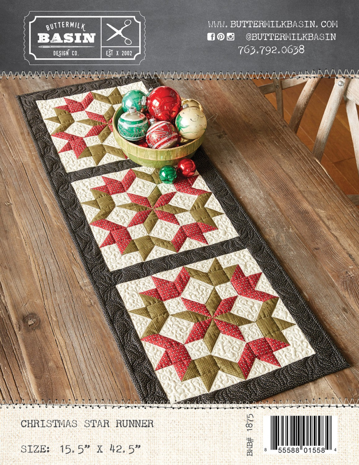 Christmas Star Runner Pattern, Buttermilk Basin BMB1875