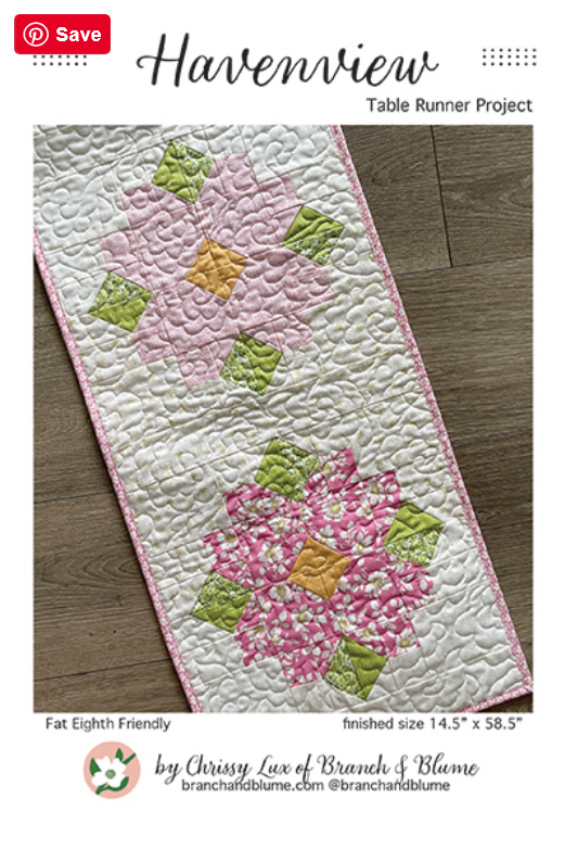 Havenview Table Runner Quilt Pattern, Branch and Blume BNB2503