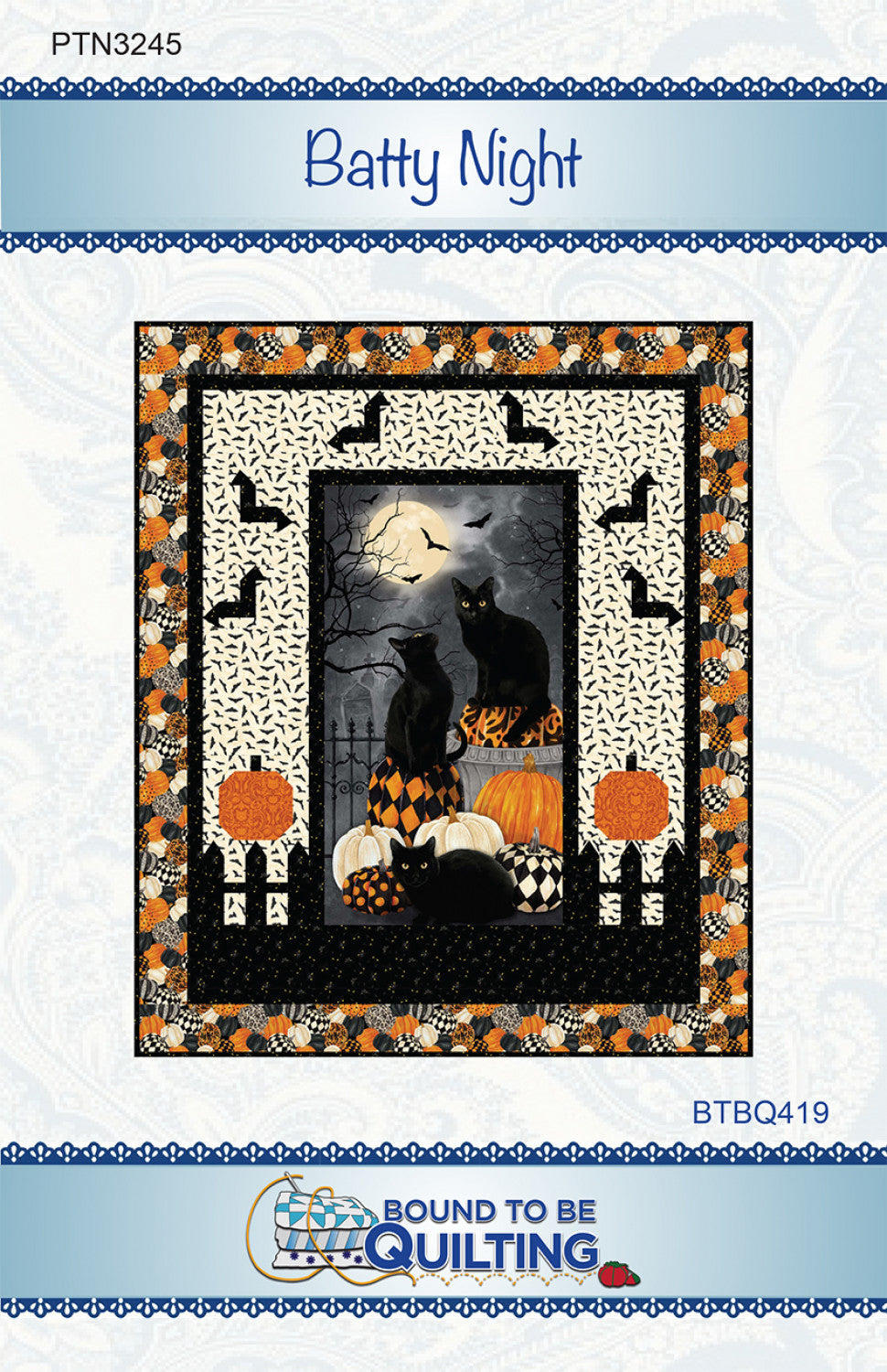 Batty Night Panel Frame Quilt Pattern, Bound to Be Quilting PTN3245 BTBQ419