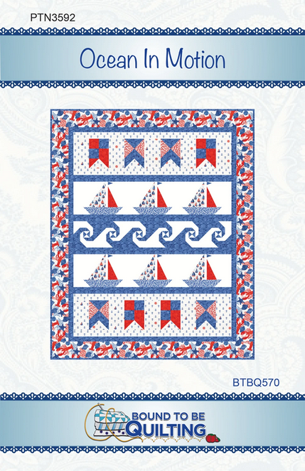 Ocean in Motion Row Quilt Pattern, Bound to Be Quilting BTBQ570