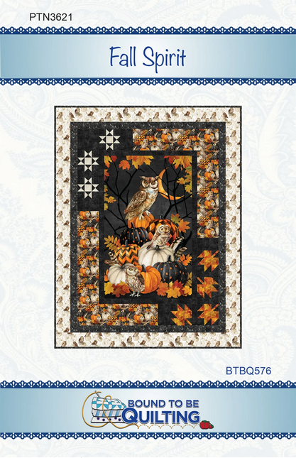 Fall Spirit Panel Frame Quilt Pattern, Bound to Be Quilting BTBQ576