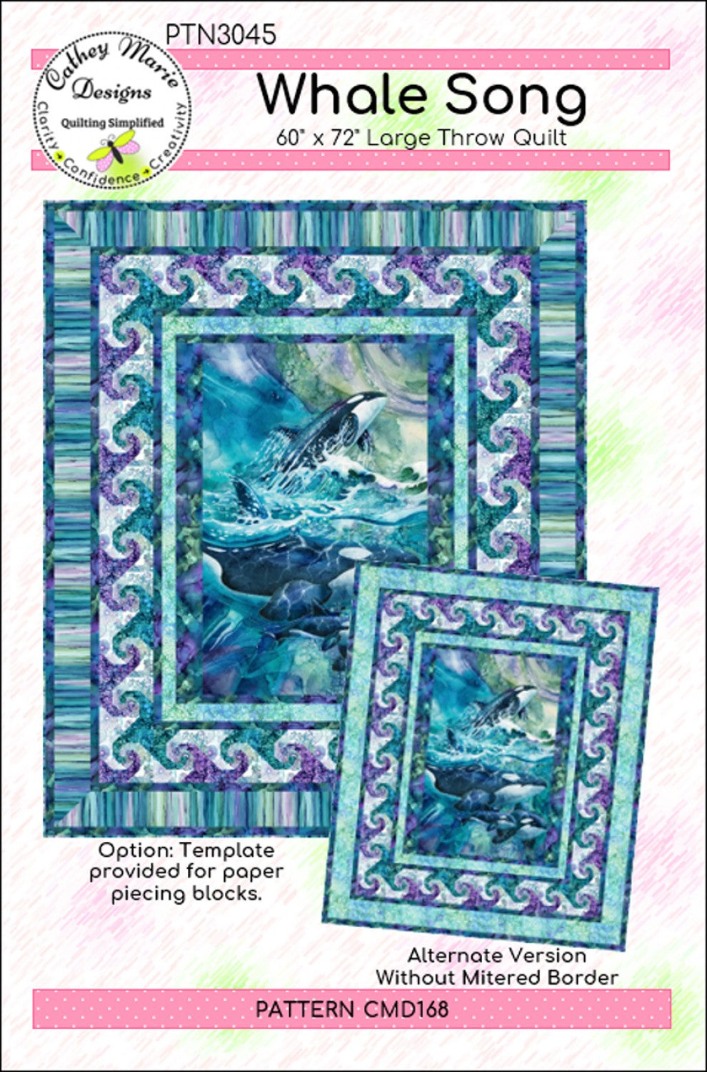 Whale Song Panel Frame Quilt Pattern, Cathey Marie Designs CMD168 PTN3045