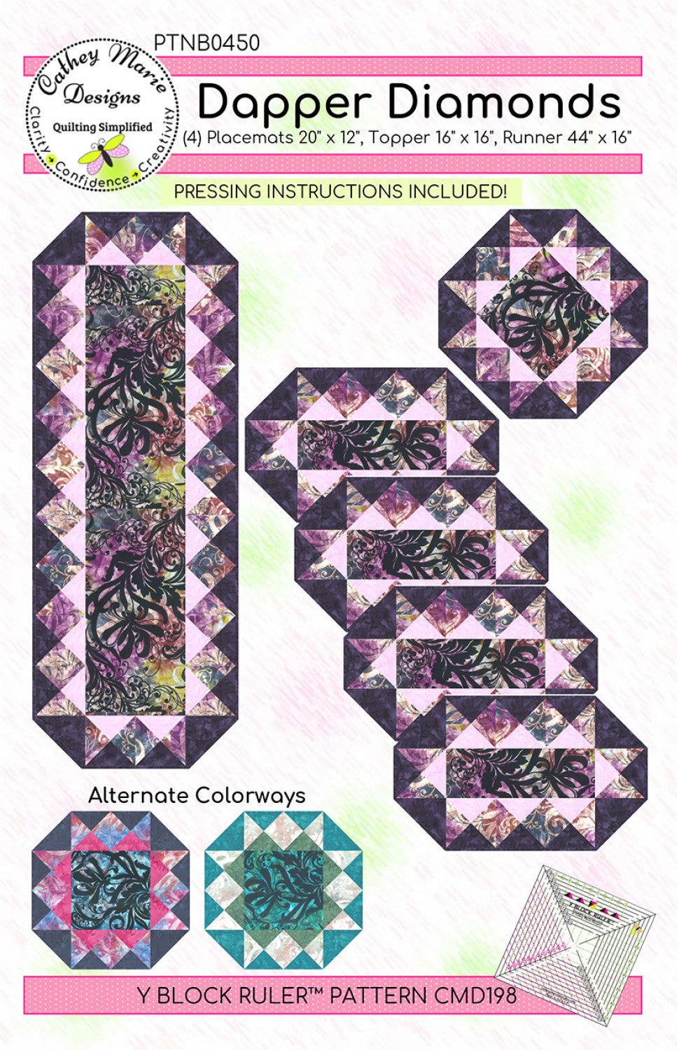 Dapper Diamonds Table Runner Place Mats Quilt Pattern, Cathey Marie Designs CMD198 PTNB0450