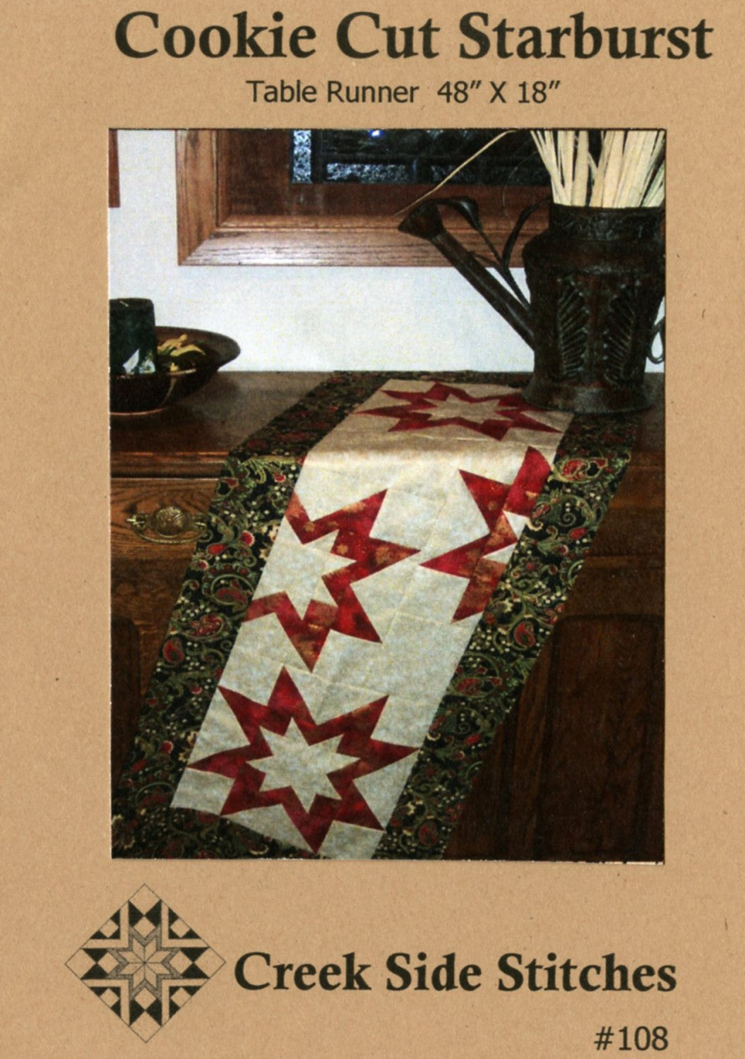 Cookie Cut Starburst Table Runner Quilt  Pattern, Creek Side Stitches CSS108